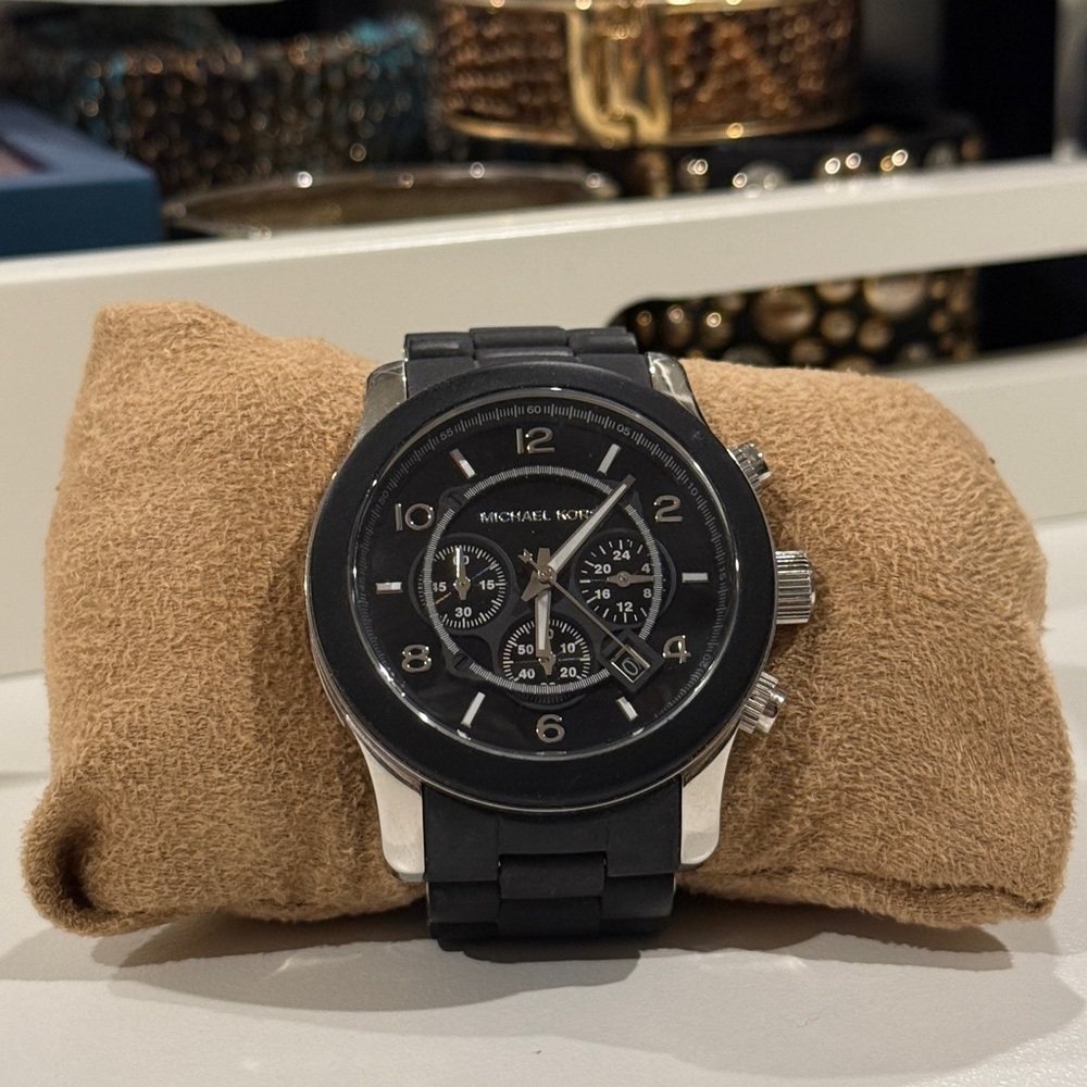 Michael Kors Runway Silicone and Black Chronograph Watch